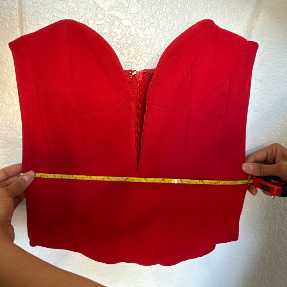 House of CB Red Strapless Corset Crop Top - Picture 5 of 6